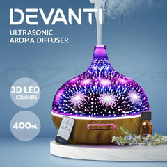 Devanti Aroma Diffuser Aromatherapy 3D Glass 400ml