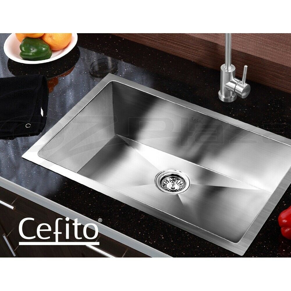 Cefito Kitchen Sink 45X30CM Stainless Steel Basin Single Bowl Laundry Silver