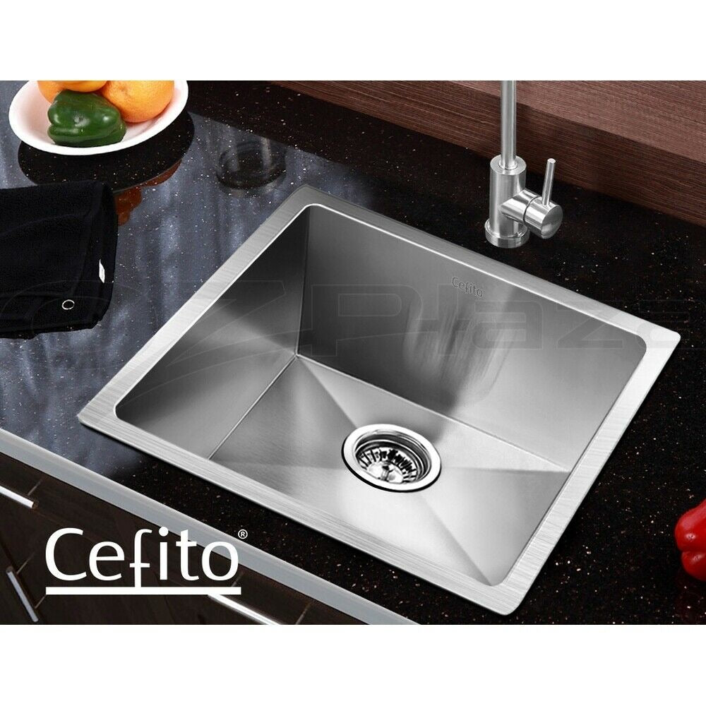 Cefito Kitchen Sink 44X44CM Stainless Steel Basin Single Bowl Laundry Silver