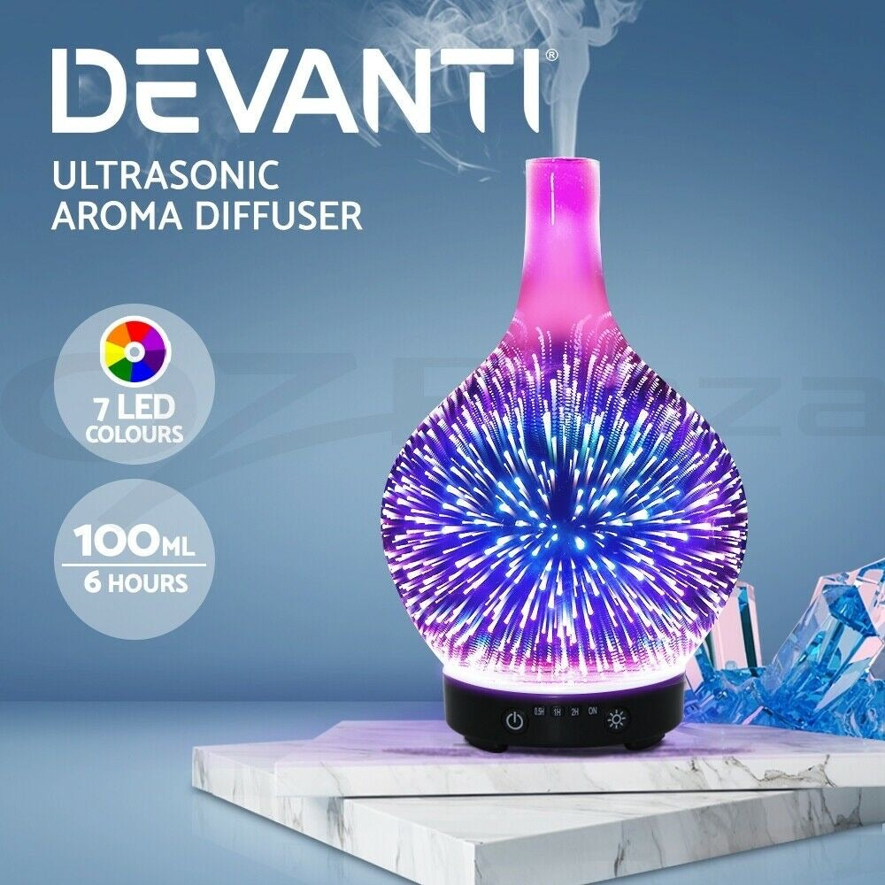 Devanti Aroma Diffuser Aromatherapy 3D Glass 100ml