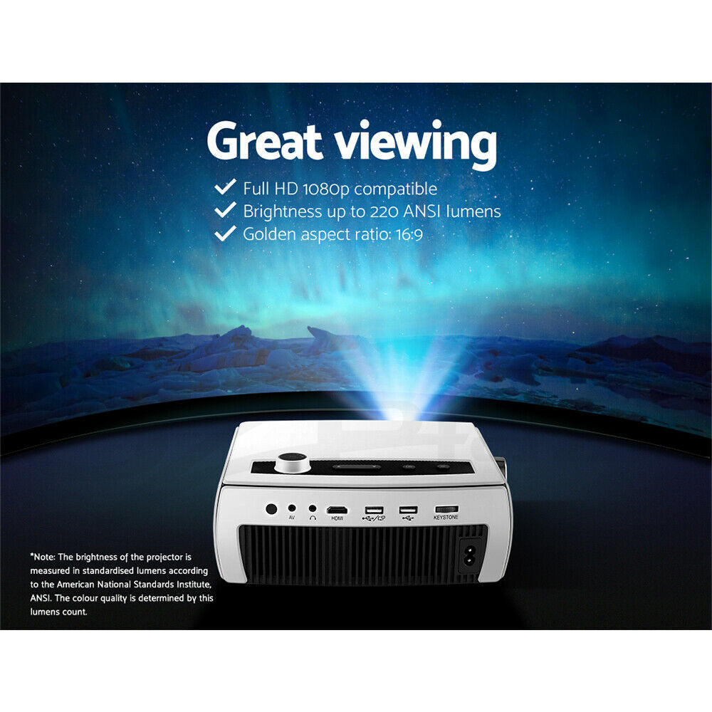 Devanti Mini Video Projector Wifi USB HDMI Portable HD 1080P Home Movie