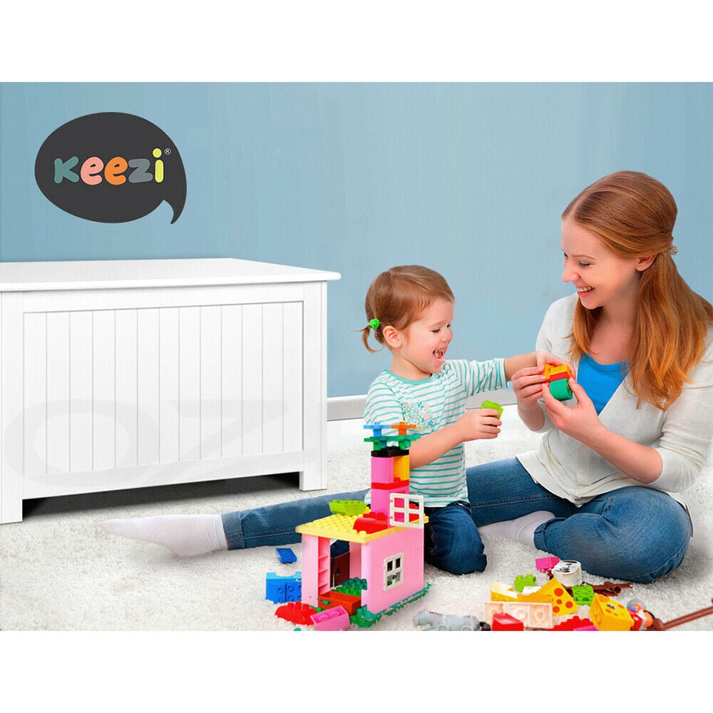 Keezi Kids Toy Box Chest Storage Blanket Children Clothes Room Organiser White