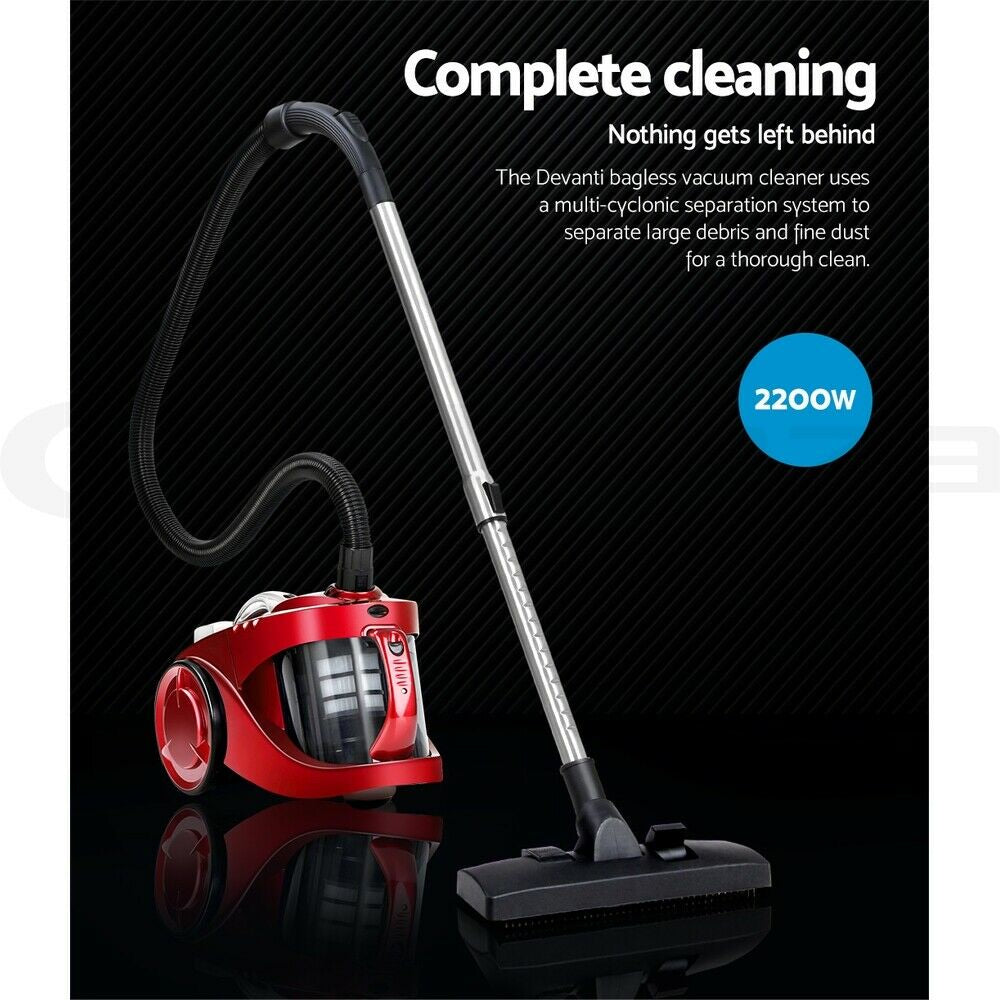 Devanti 2200W Bagless Vacuum Cleaner Red