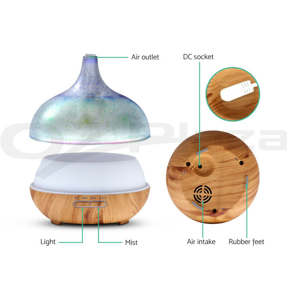 Devanti Aroma Diffuser Aromatherapy 3D Glass 400ml