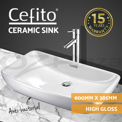 Cefito Bathroom Basin Ceramic Vanity Sink Hand Wash Bowl 60x38cm