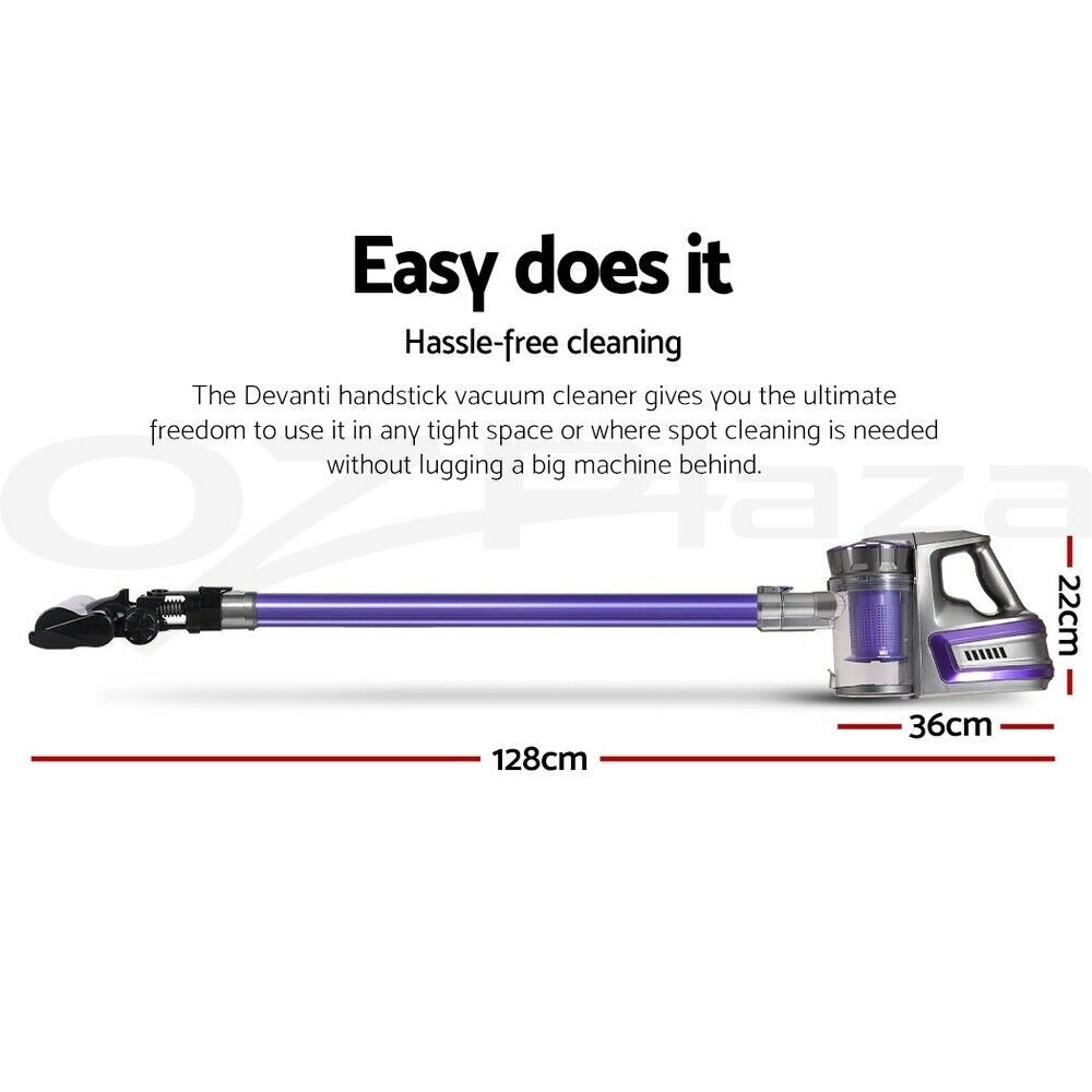 Devanti Handheld Vacuum Cleaner Cordless Roller Brush Head 150W Purple