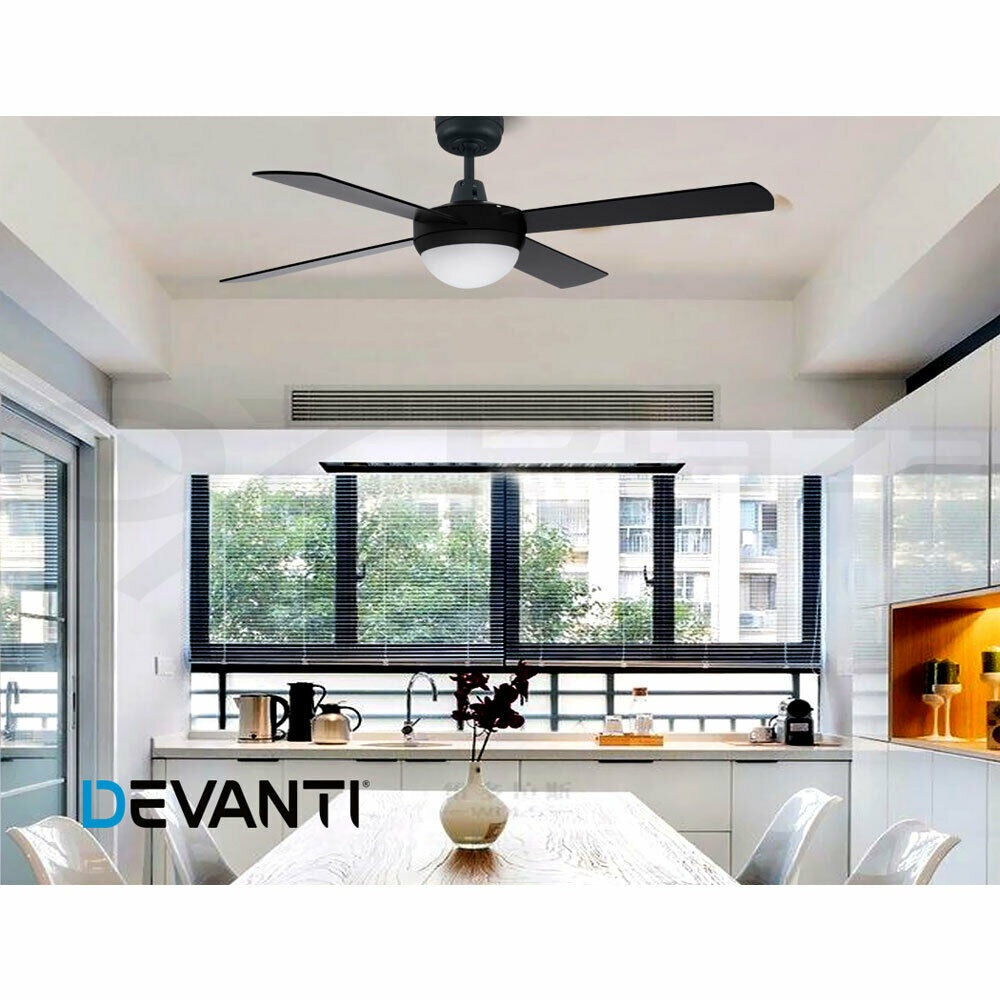 Devanti 52'' Ceiling Fan AC Motor w/Light w/Remote - Black