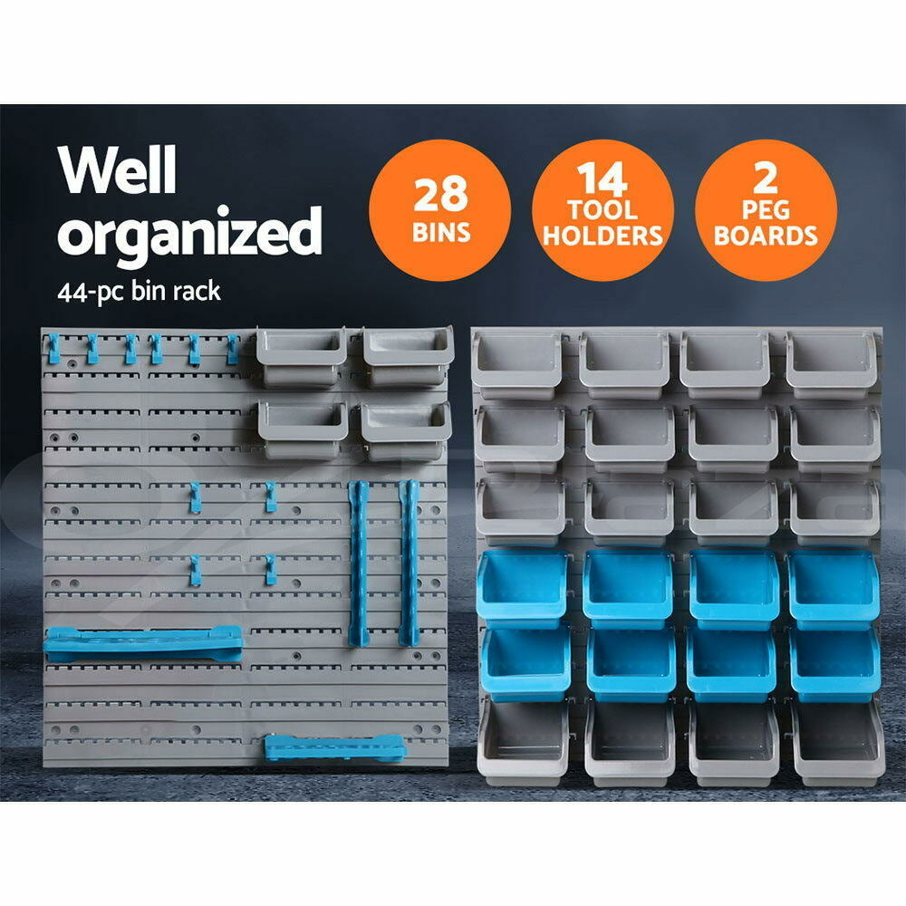 Giantz 44 Storage Bin Rack Wall Mounted Peg Board