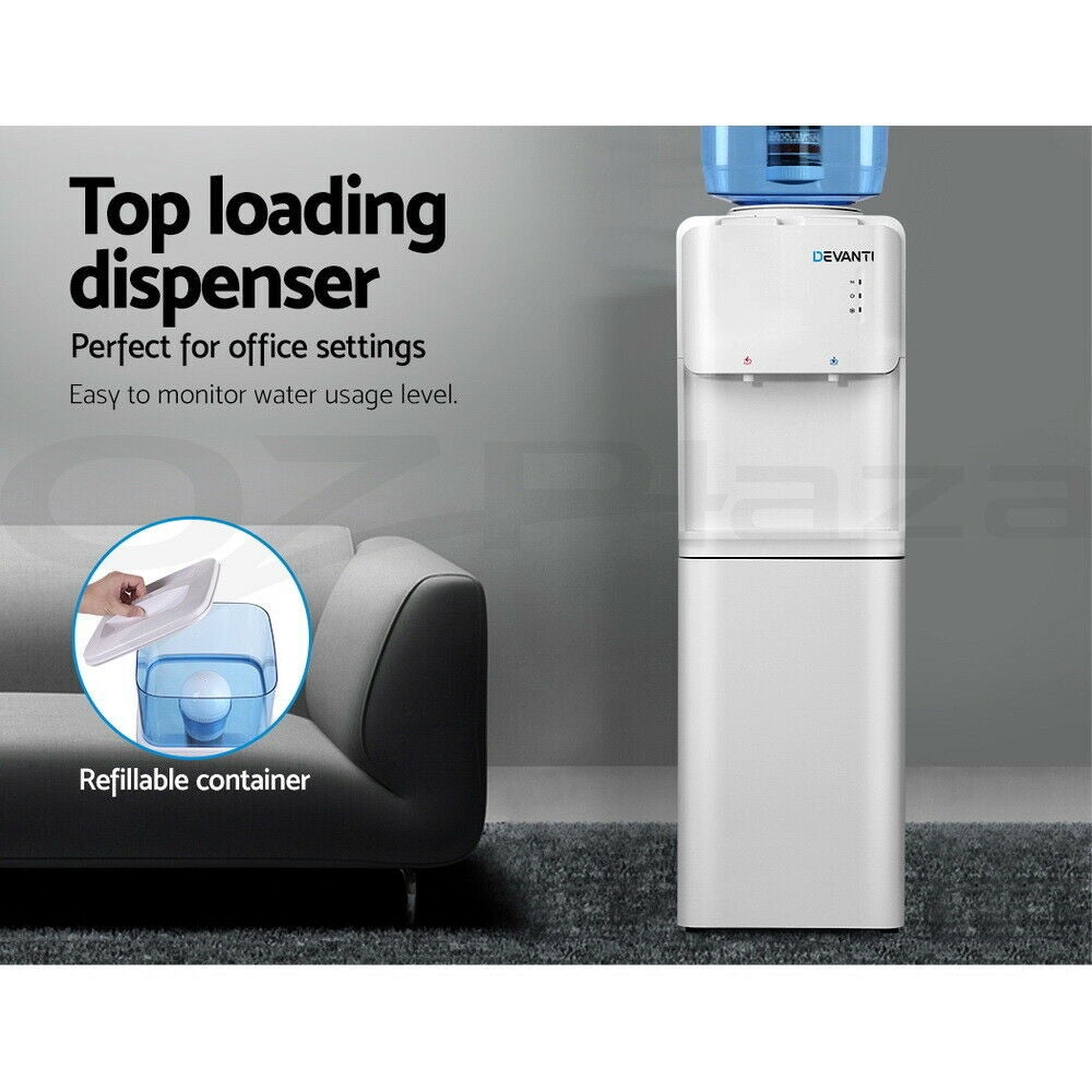 Devanti Water Cooler Dispenser Stand 22L Bottle White w/2 Filter