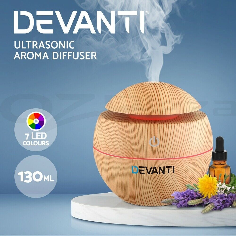 Devanti Aroma Diffuser Aromatherapy Light Wood 130ml