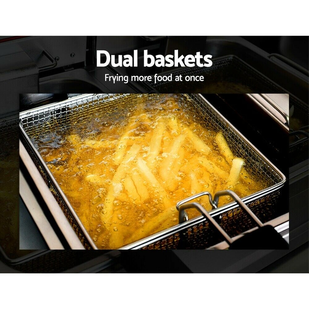 Devanti 20L Electric Commercial Deep Fryer Double Baskets 4400W