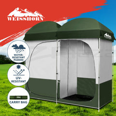 Weisshorn Double Camping Shower Toilet Tent Outdoor Portable Change Room