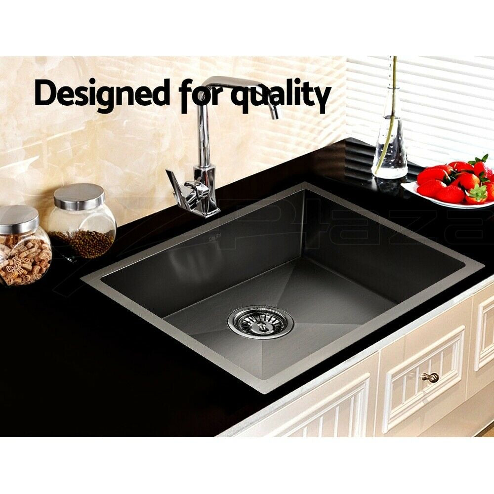 Cefito Kitchen Sink 70X45CM Stainless Steel Basin Single Bowl Laundry Black