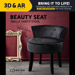 Artiss Vanity Stool Velvet Black Abella