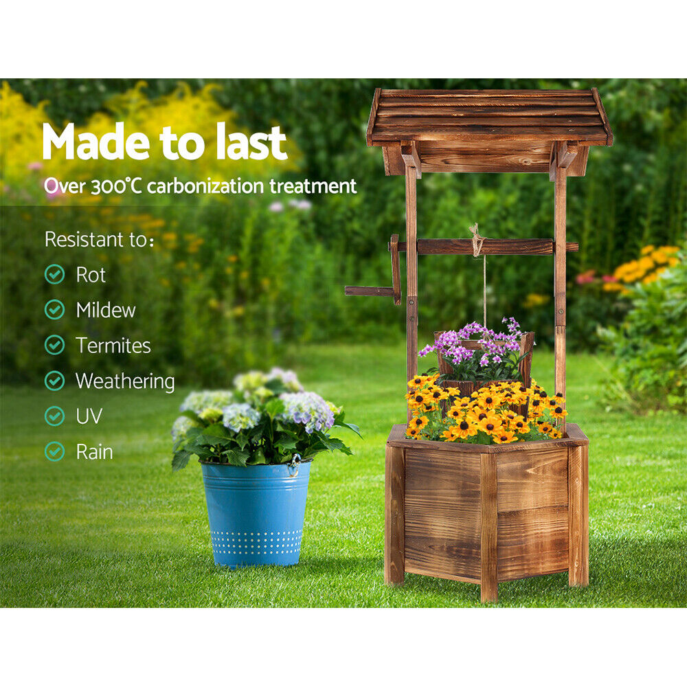 Gardeon Garden Decor Outdoor Ornament Wooden Wishing Well