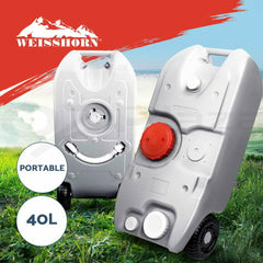 Weisshorn 40L Portable Wheel Water Tank Camping Caravan Storage Grey