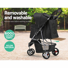 i.Pet Pet Stroller Dog Pram Cat Carrier Large Travel Pushchair Foldable 3 Wheels