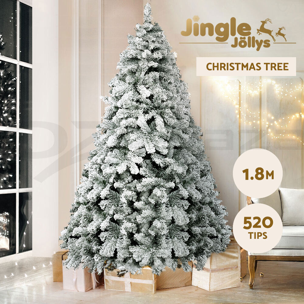 Jingle Jollys Christmas Tree 1.8m Snow Flocked Xmas Tree Decorations 520 Tips