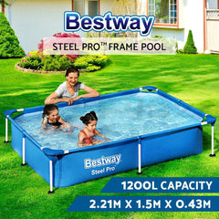 Bestway Swimming Pool 221x150x43cm Steel Frame Above Ground Pools 1200L