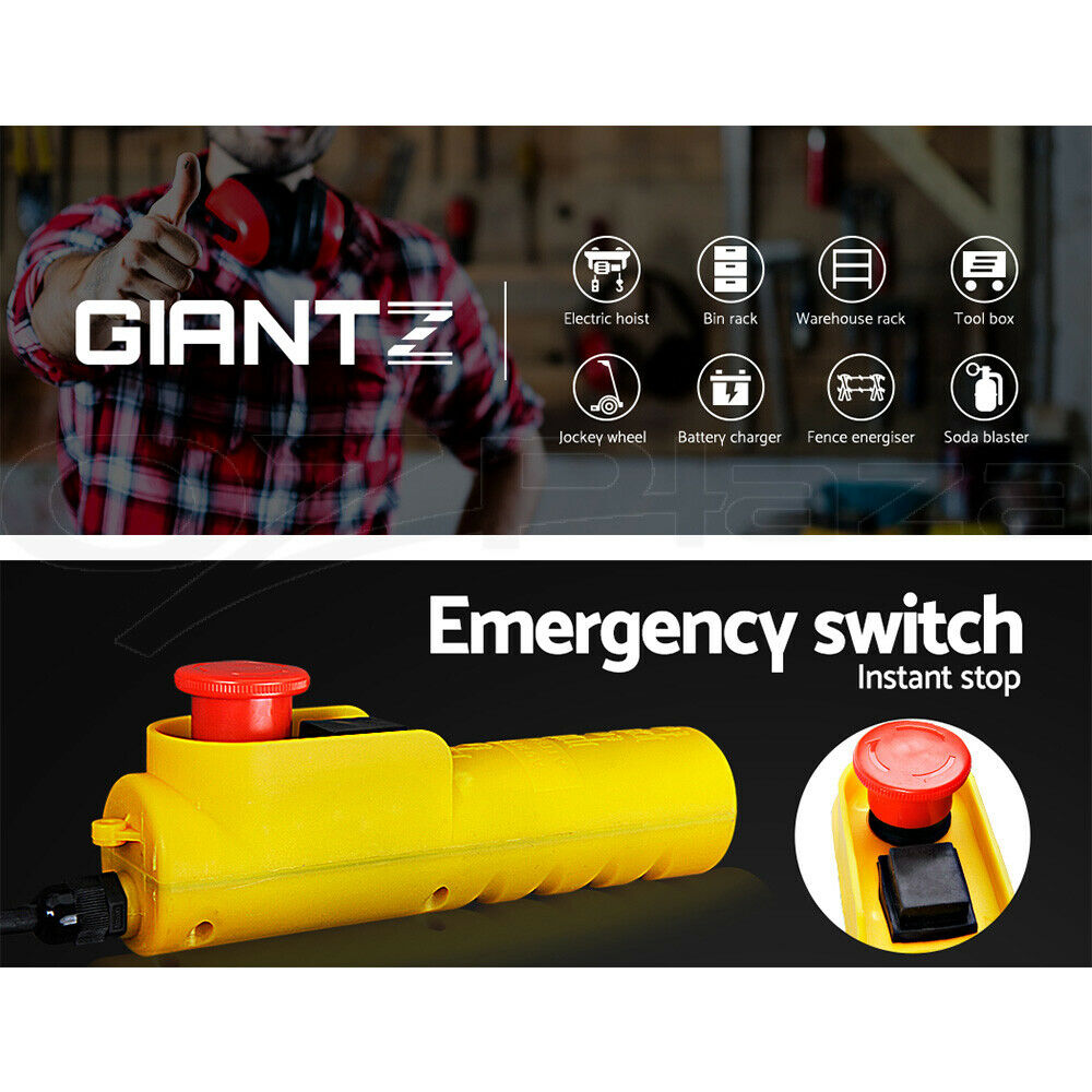 Giantz Electric Hoist Winch 125/250KG Cable 18M Rope Tool Remote Chain Lifting