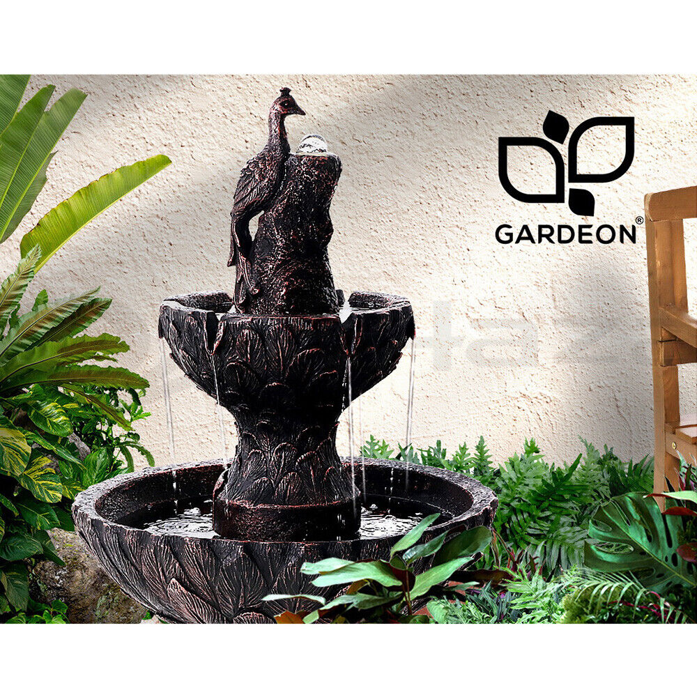 Gardeon Solar Water Feature 3-Tiers Peacock 106cm