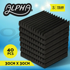 Alpha Acoustic Foam 40pcs 30x30x5cm Sound Absorption Proofing Panel Studio Wedge