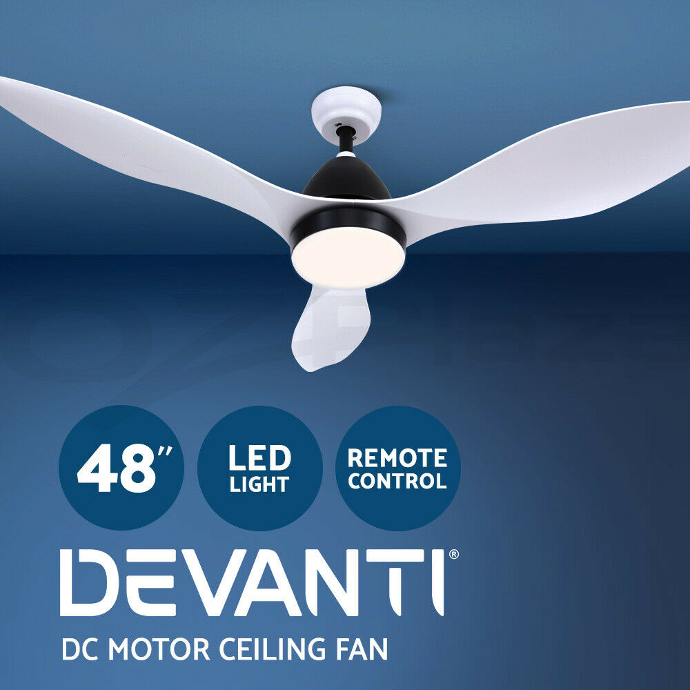 Devanti 48'' Ceiling Fan DC Motor w/Light w/Remote - White