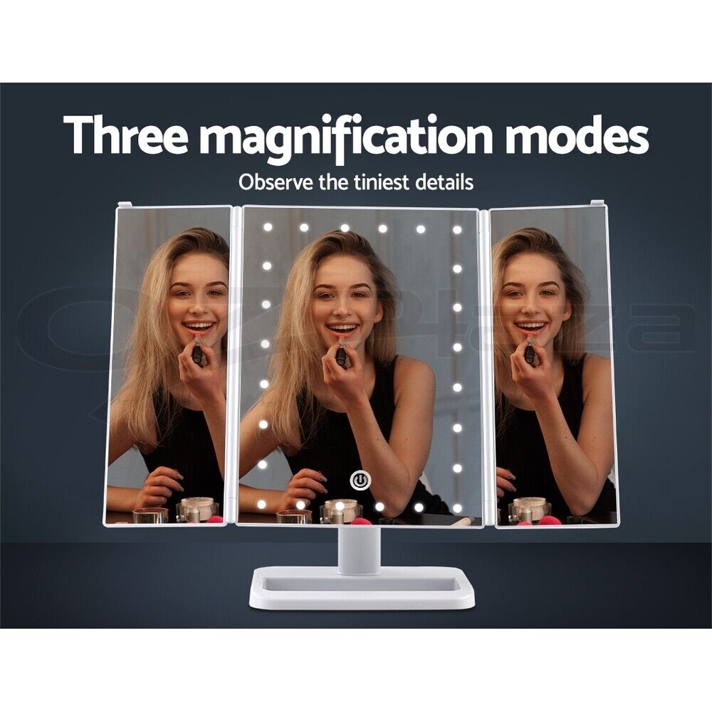 Embellir 24 LED Light Desk Top Stand Makeup Mirror with Tri-fold Touch