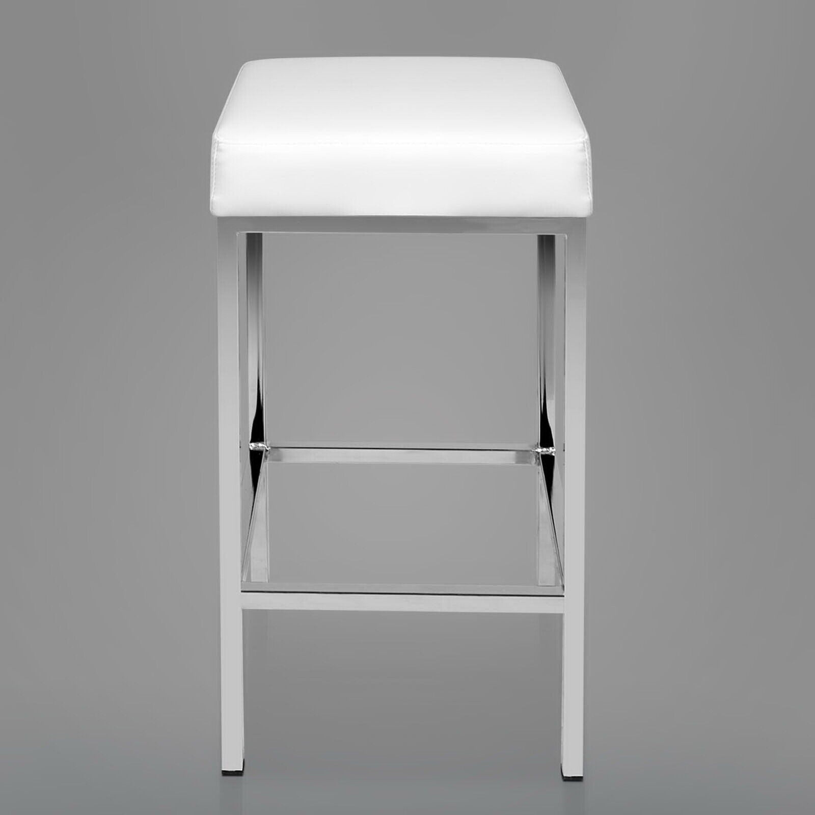 Artiss 2x Leather Bar Stools Modern Kitchen Bar Stool Chair Steel Legs White