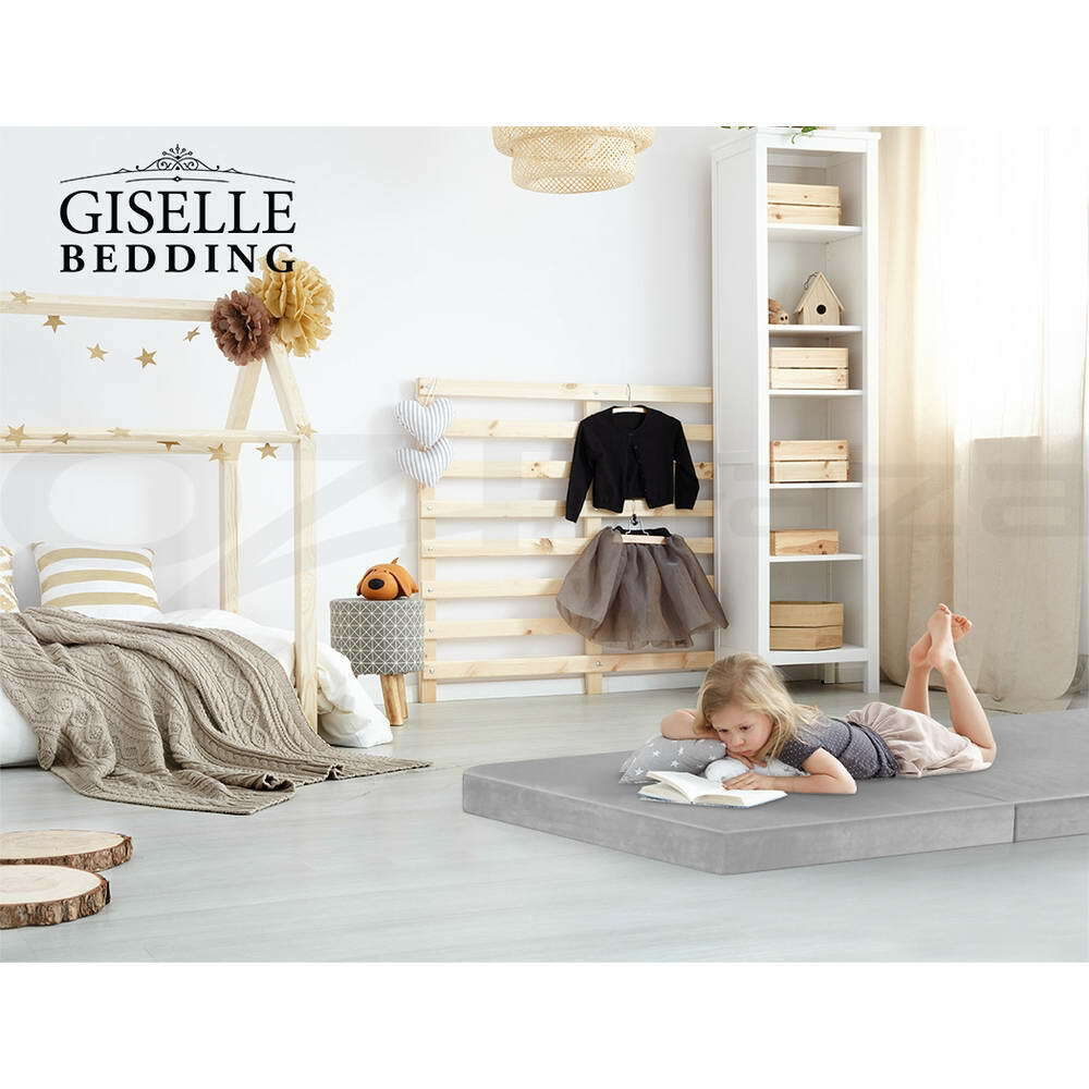 Giselle Bedding Foldable Mattress Folding Foam Bed Mat Light Grey