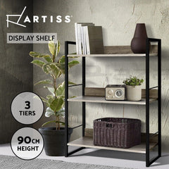 Artiss Bookshelf 3 Tiers - NOE Black and Oak