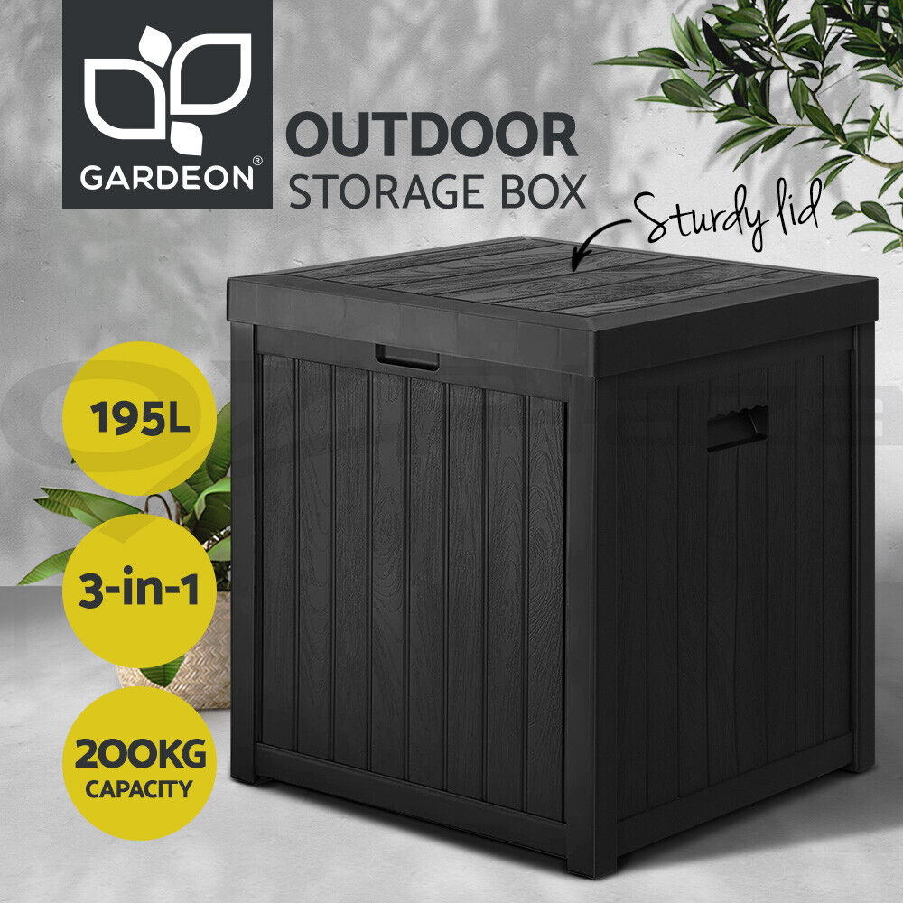 Gardeon Outdoor Storage Box Bench Seat Lockable Garden Deck Toy Tool Sheds 195L