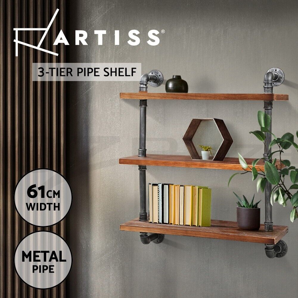 Artiss Floating DIY Pipe Shelf 3 Tiers - IRMA