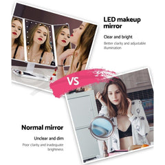 Embellir 24 LED Light Desk Top Stand Makeup Mirror with Tri-fold Touch