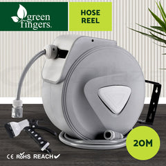 Water Hose Reel 20M Retractable Auto Rewind Spray Gun Garden