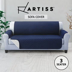 Artiss Sofa Cover Quilted Couch Covers Lounge Protector Slipcovers 3 Seater Navy