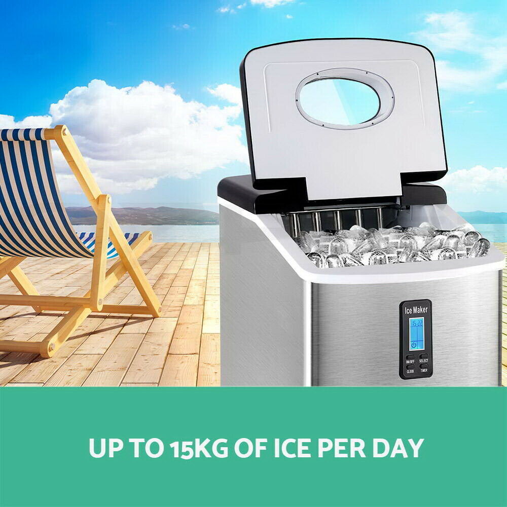 Devanti Ice Maker Machine Commercial Stainless Steel Portable Ice Cube Tray 3.2L