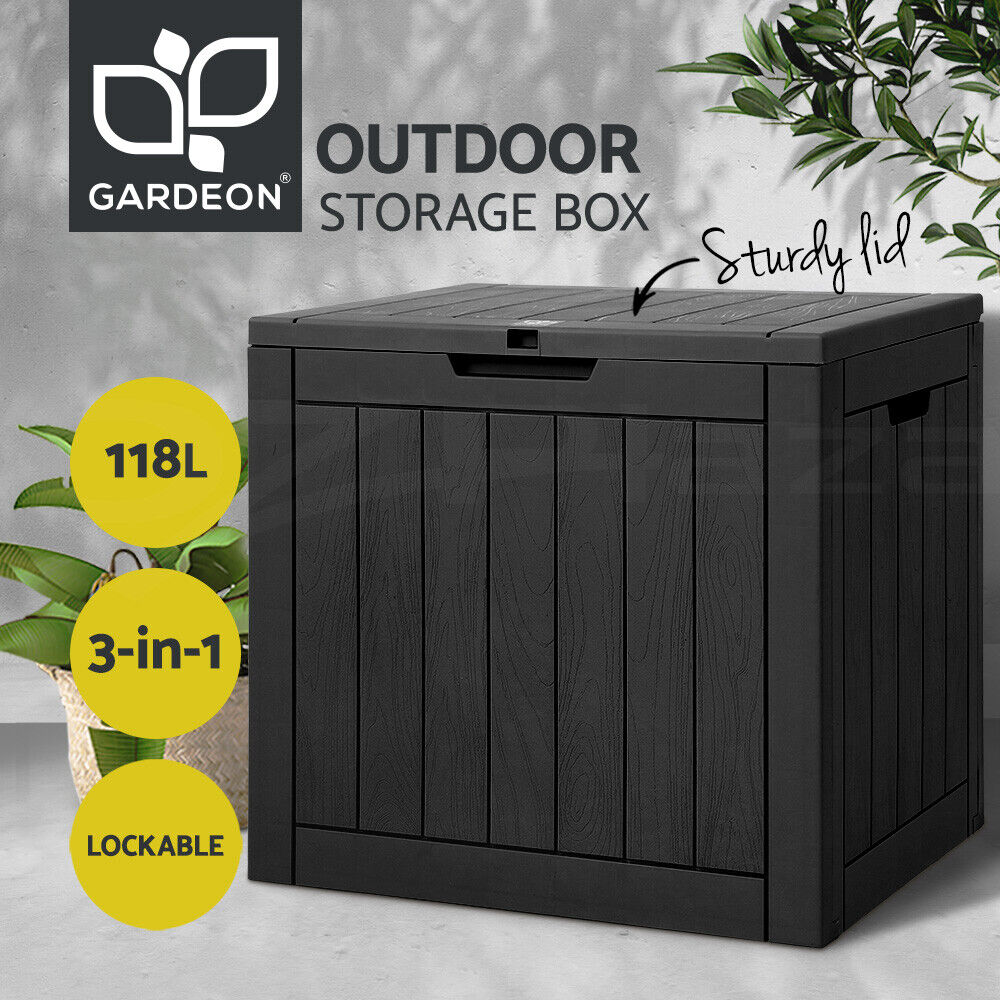 Gardeon Outdoor Storage Box 118L Container Lockable Indoor Garden Toy Tool Shed