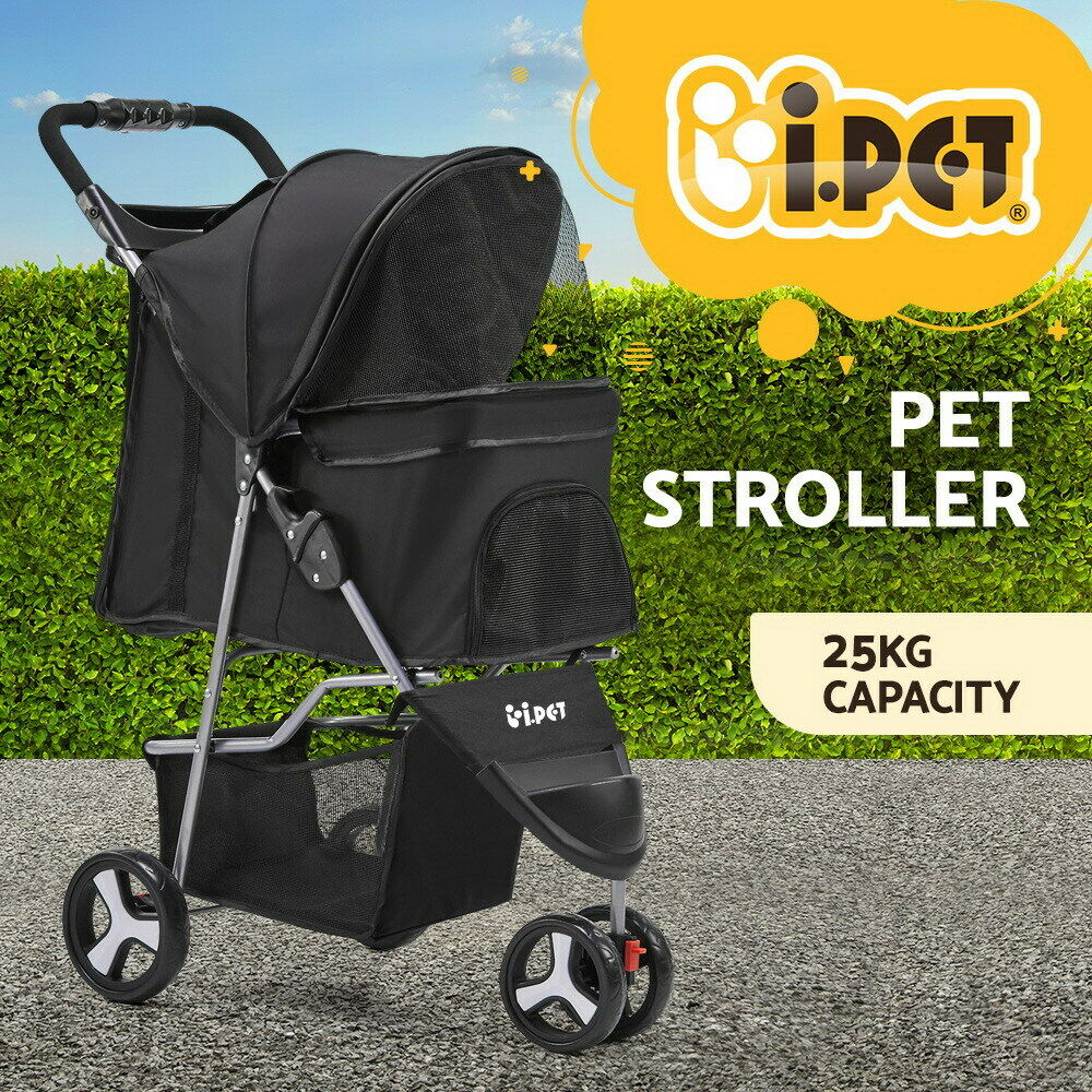 i.Pet Pet Stroller Dog Pram Cat Carrier Large Travel Pushchair Foldable 3 Wheels