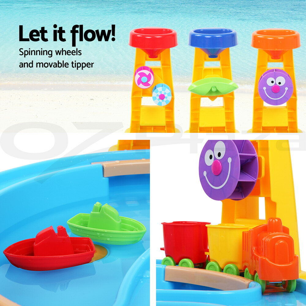 Keezi Kids Sandpit Pretend Play Set Water Sand Table Children Outdoor Toy Umbrella