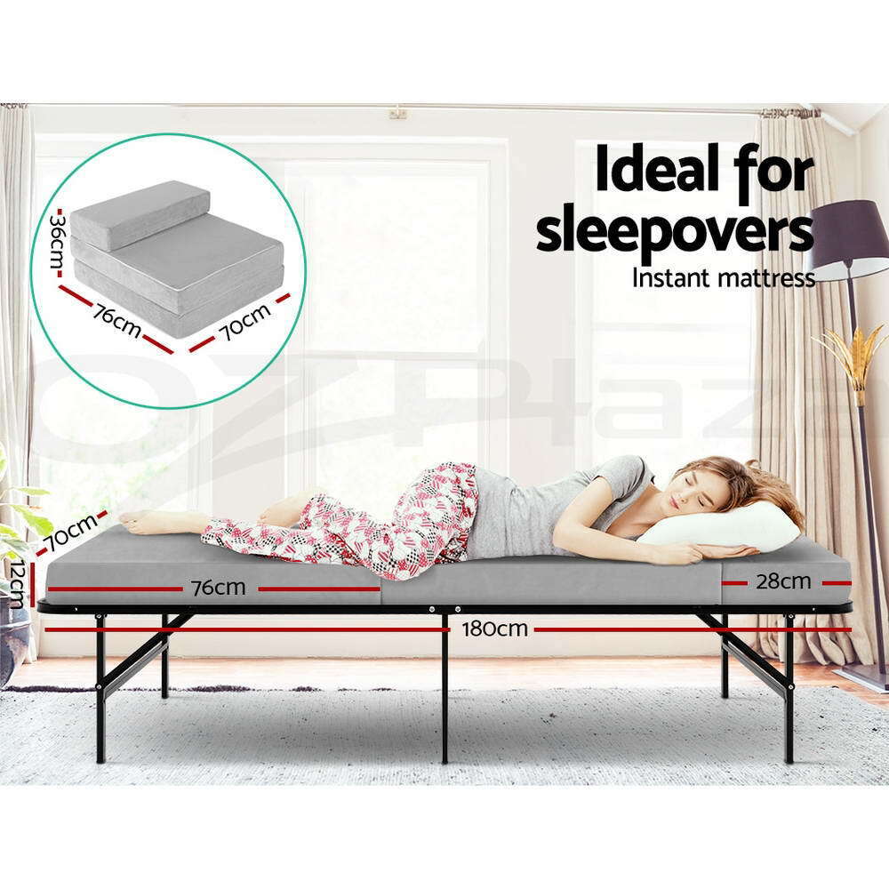 Giselle Bedding Foldable Mattress Folding Foam Bed Mat Light Grey