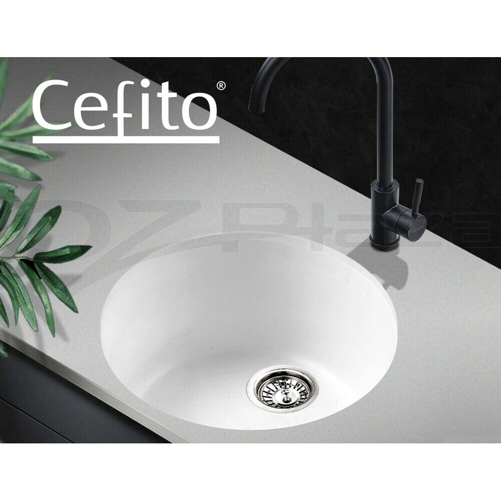 Cefito Kitchen Sink Laundry Basin Stone Sink Granite Under/Topmount Round 430mm