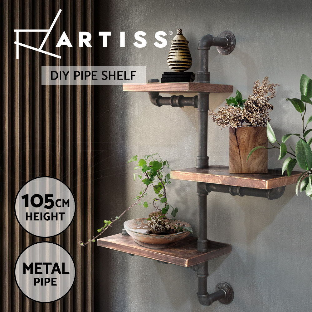 Artiss Floating DIY Pipe Shelf 3 Tiers - IVAN