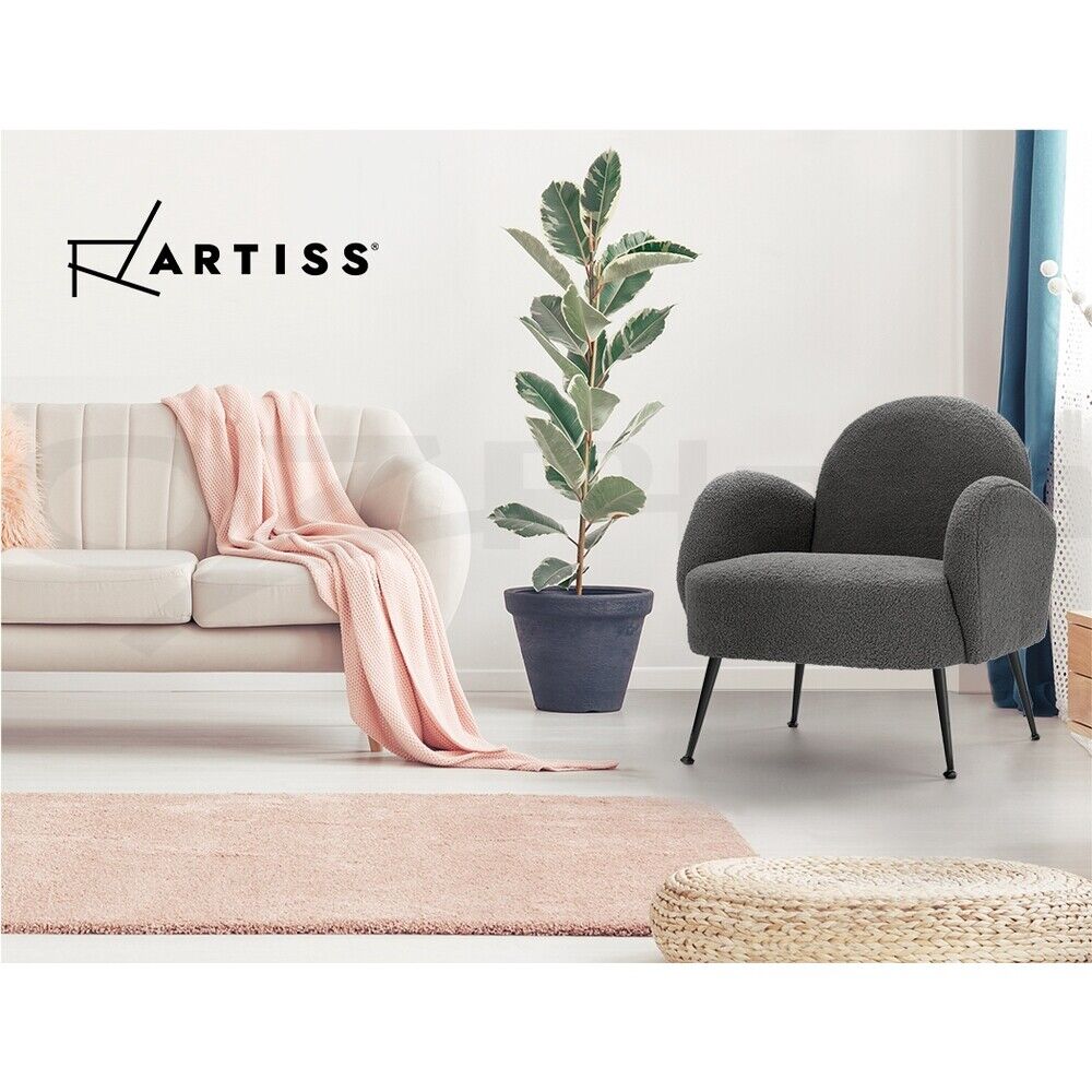 Artiss Armchair Boucle Charcoal Hanes