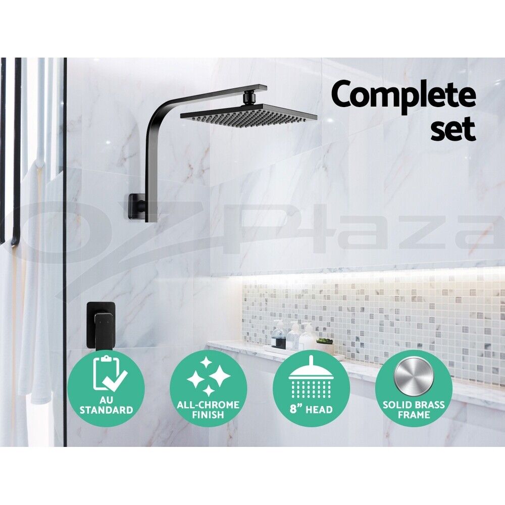 Cefito 8'' Rain Shower Head Wall Arm Square High Pressure Mixer Tap Black