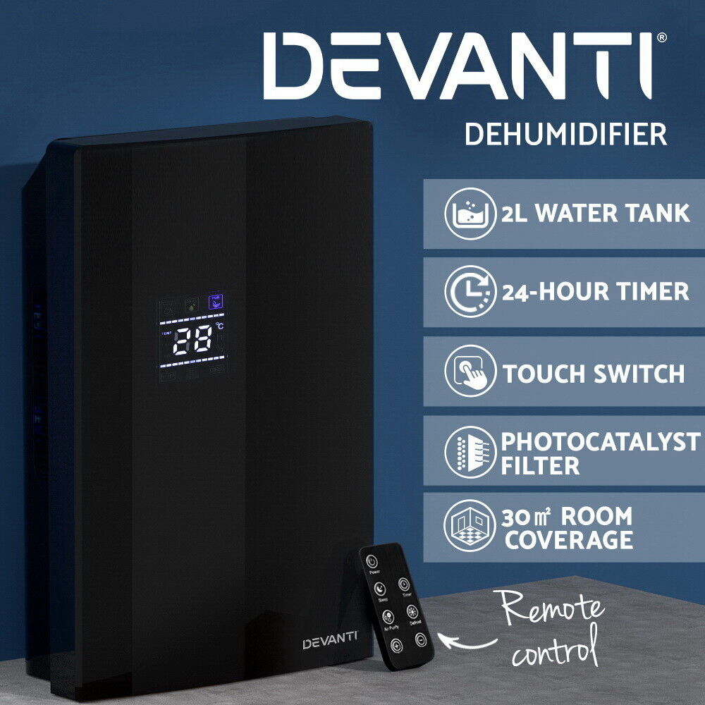 Devanti Dehumidifier 2L Air Purifier Black