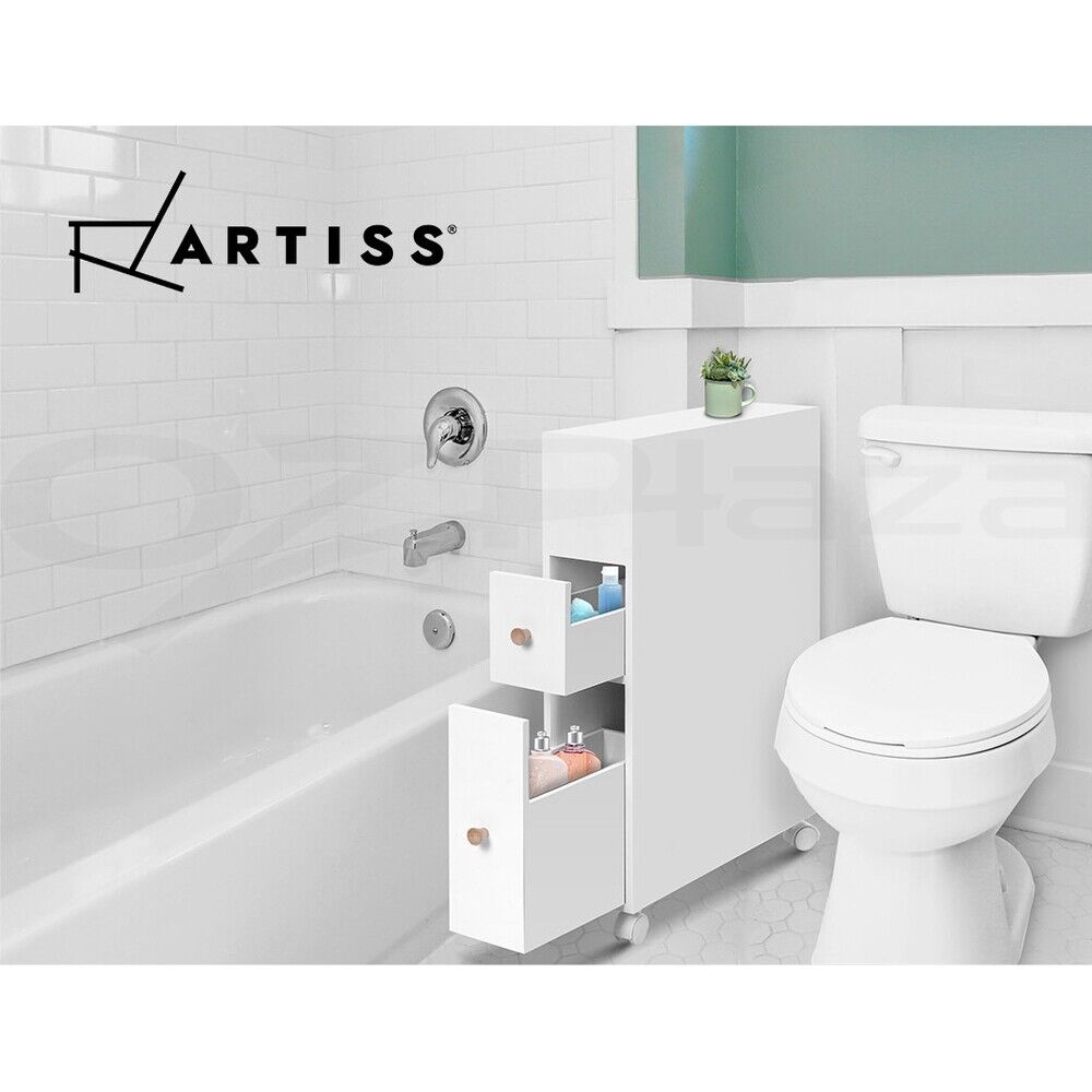 Artiss Bathroom Storage Toilet Cabinet Caddy Holder Drawer Basket With Wheels