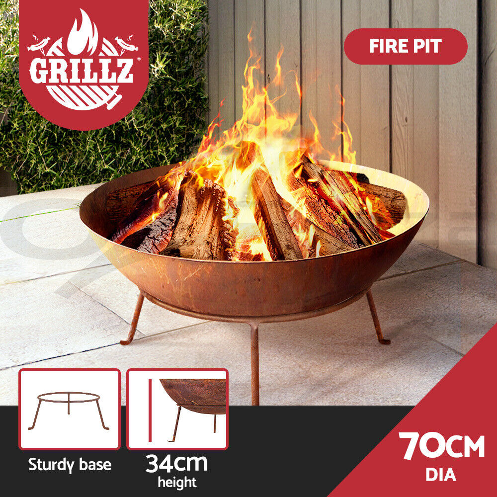 Grillz Fire Pit Cast Iron Rustic 70cm