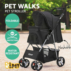 i.Pet Pet Stroller Dog Cat Cage Carrier Travel Pushchair Foldable Pram 4 Wheels