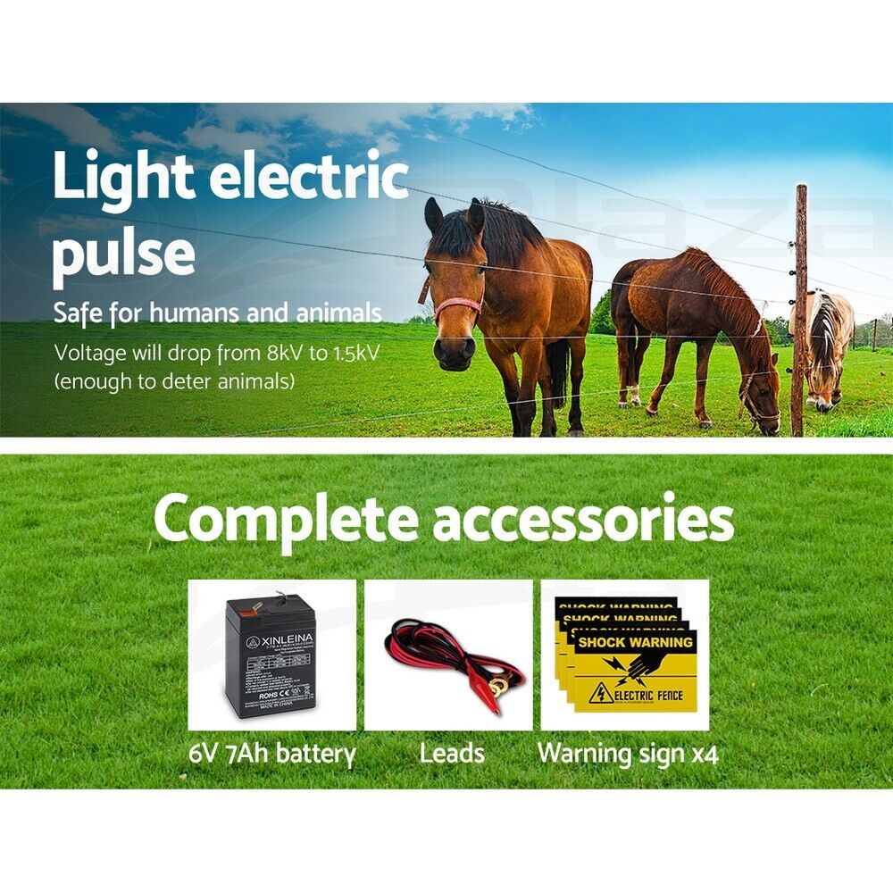 Giantz Fence Energiser 15KM Solar Powered 0.8J Electric